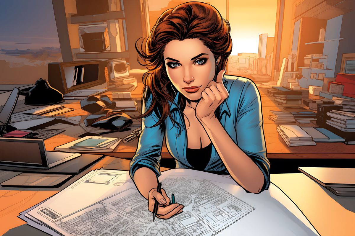 Female ghost writer working on her laptop